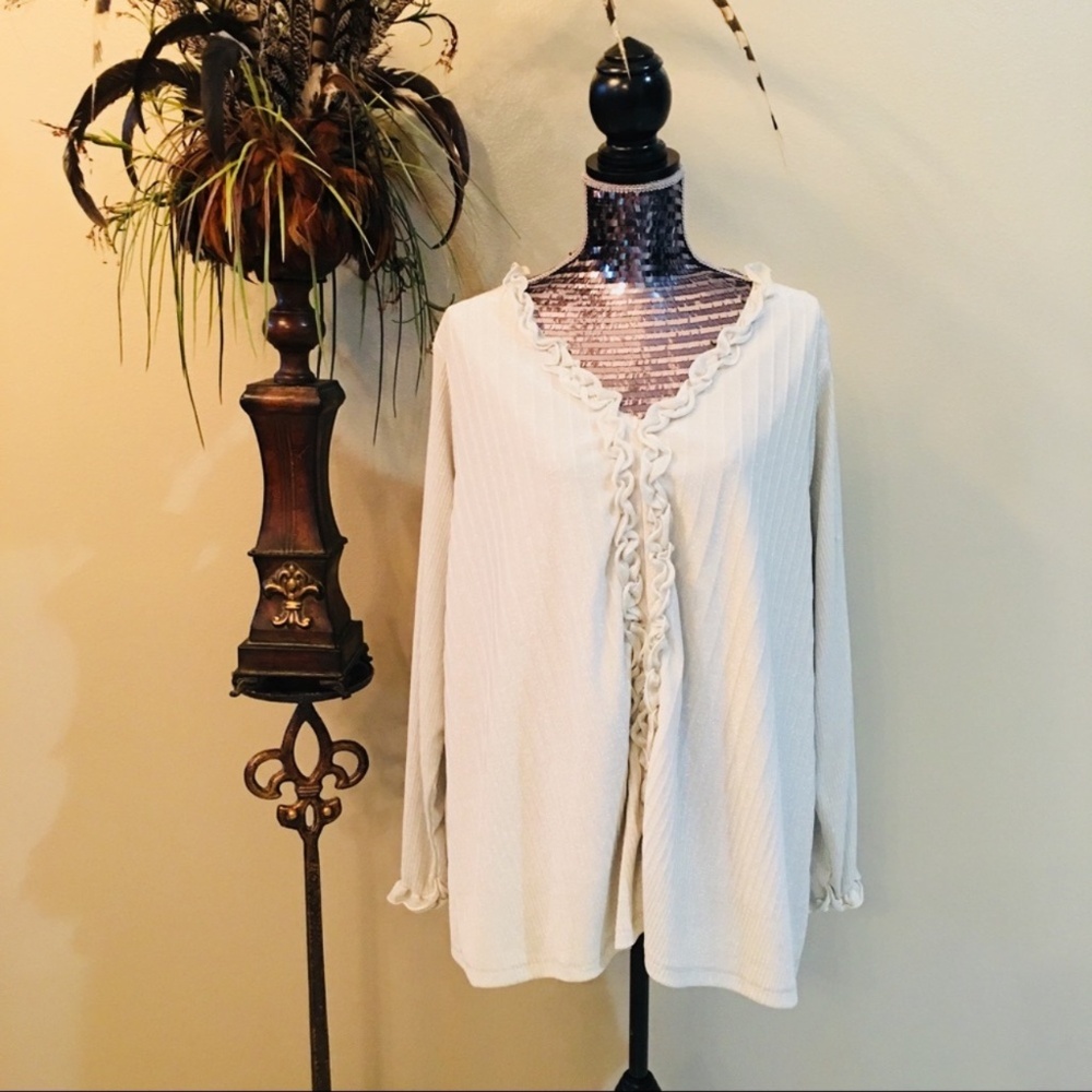 Avenue Top Silver Shimmery Ruffle 30/32 5X